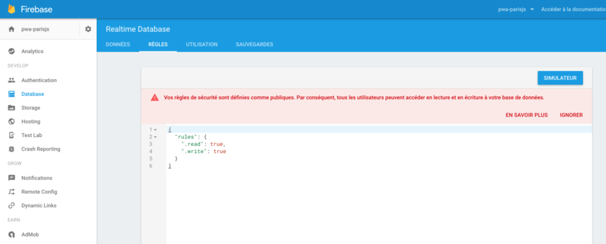 Firebase - Règles database