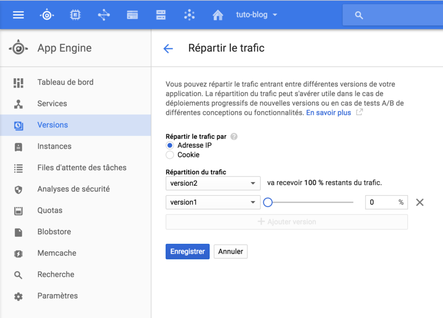 Répartir le traffic - Google Cloud Platform