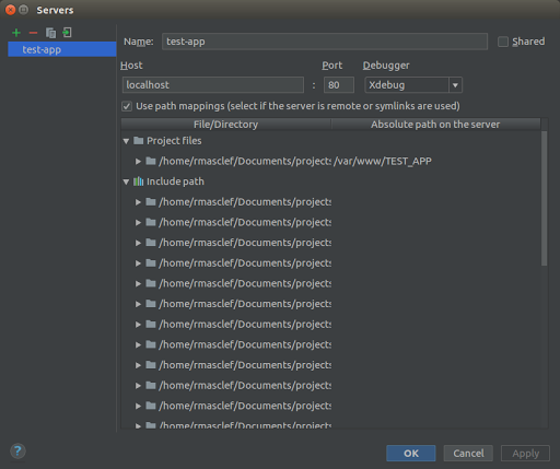 PHPStorm Settings Server