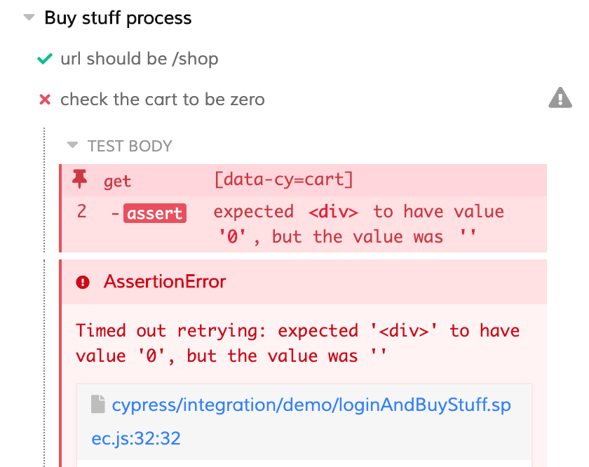 Cypress tests failed