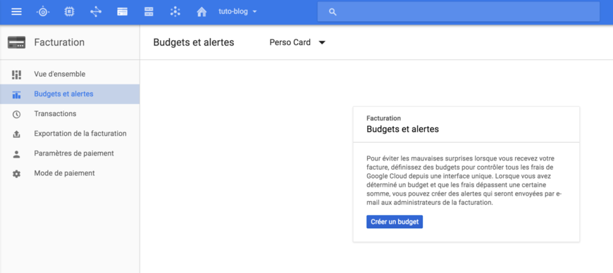 Créer un budget - Google Cloud Platform