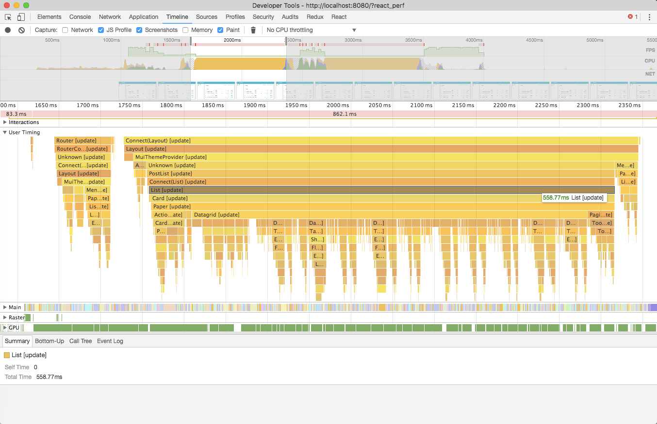 Flamegraph de l'application