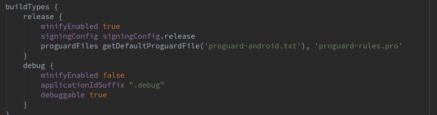 Gradle minifyEnabled