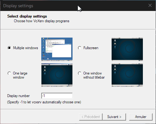 Configuration de VcXsrv vcxsrv-configuration