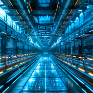 Un long couloir fait à partir de données