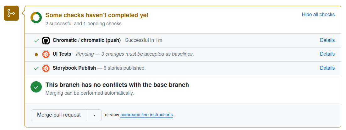 Le job "UI Tests" est orange dans la CI de Github