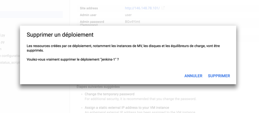 Supprimer Jenkins - Google Cloud Platform
