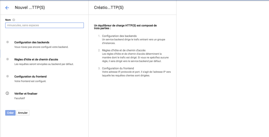 Configuration équilibreur - Google Cloud Platform