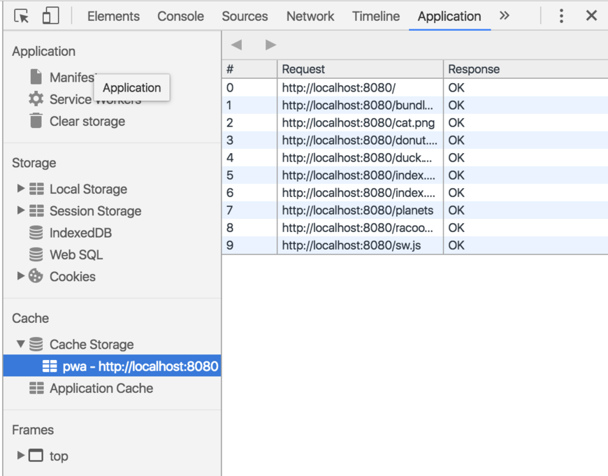 Service worker - Cache Storage