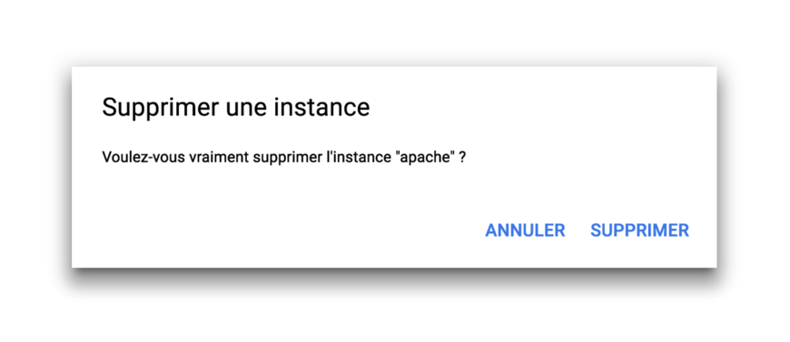 Supprimer une instance - Google Cloud Platform