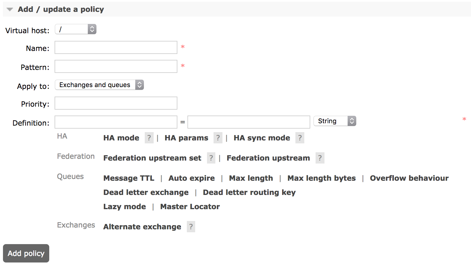 RabbitMQ Policies