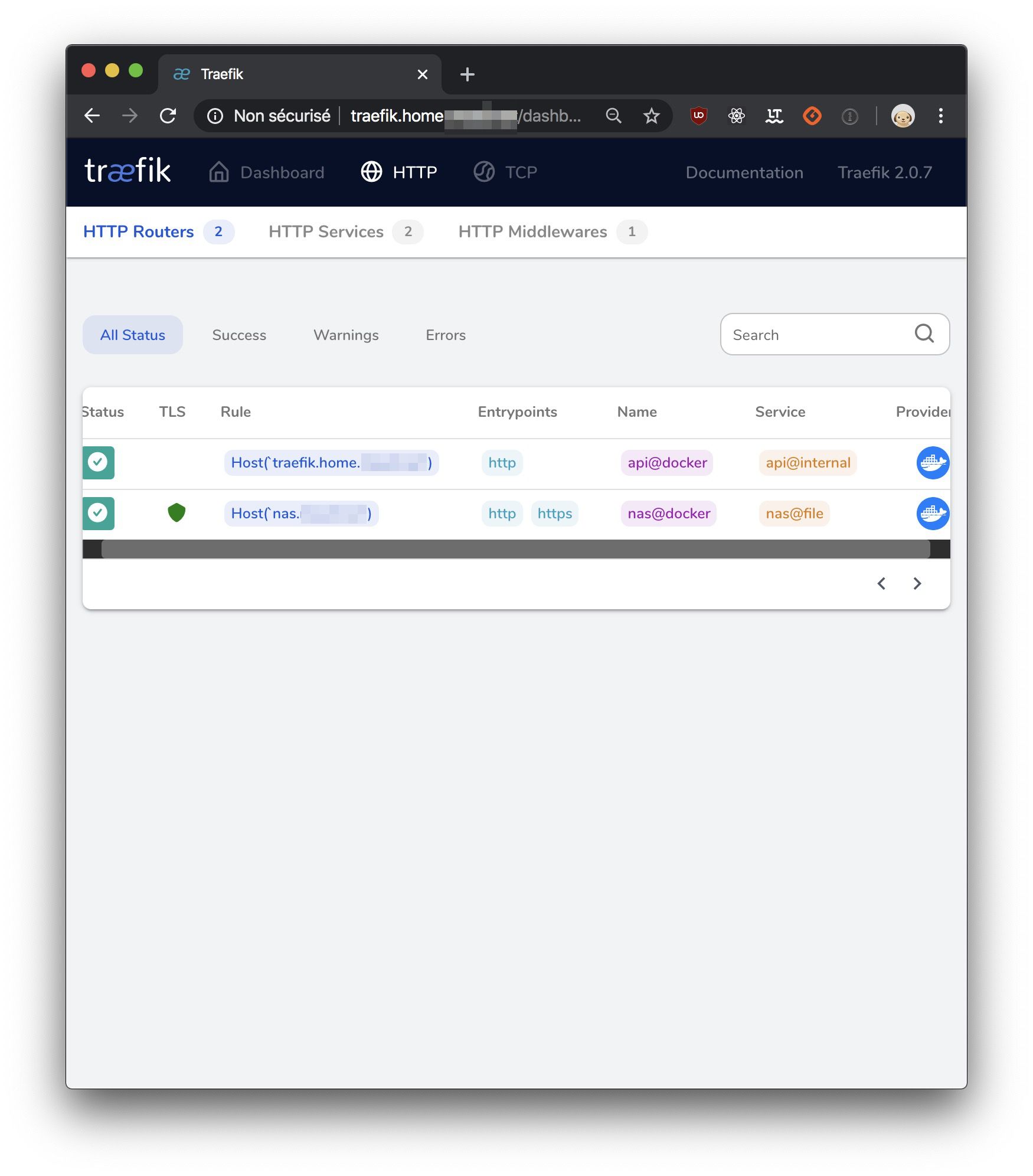 My nas synology dashboard